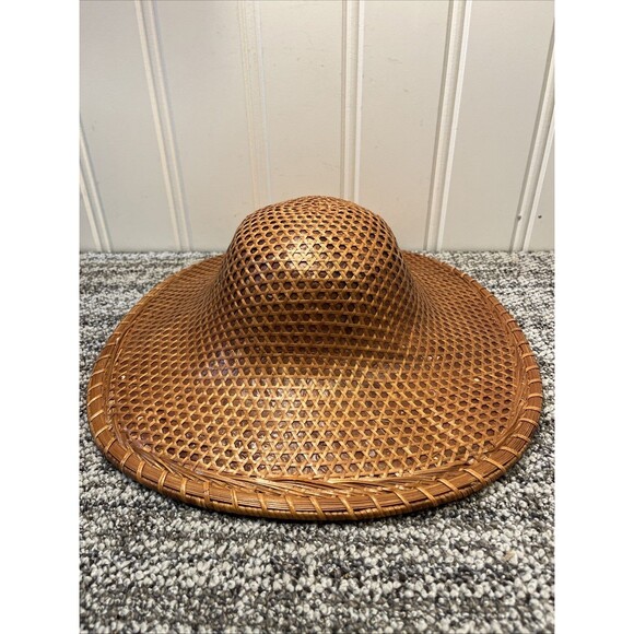 Vintage Old Chinese / Vietnam Woven Colonial Empire Hat Great Condition Decor